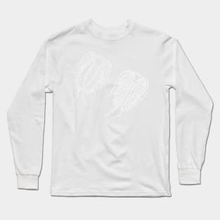 White Line Drawing of Phacopid Trilobite Long Sleeve T-Shirt